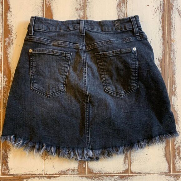7 For All Mankind Black Distressed Jean Skirt - Picture 6 of 7